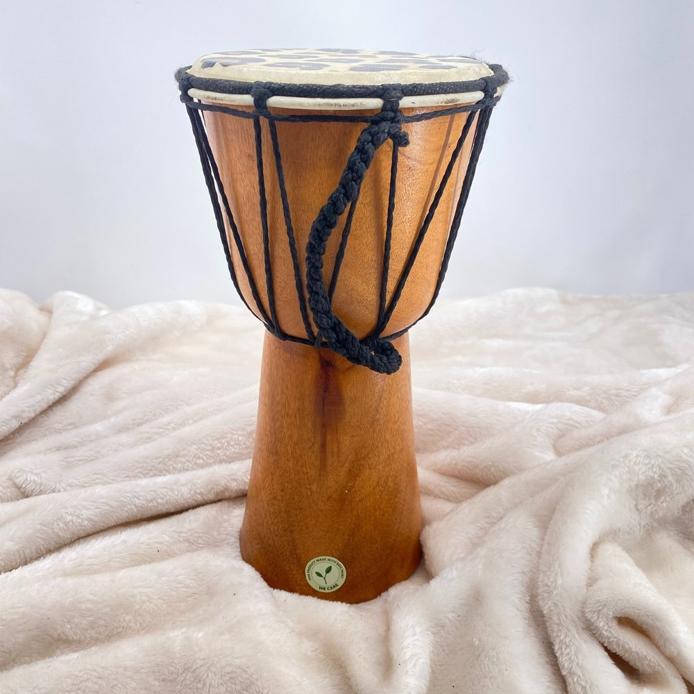 Handmade African Djembe Drum Wood & Goat Skin 11in Tall Leopard Print Beginner